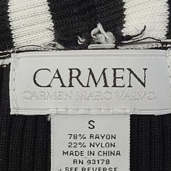 Carmen Carmen Marc Valvo Asymmetrical Stripe Sweater Small - Picture 6 of 6